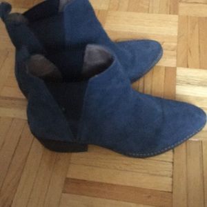 Ladies navy leather booties